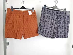 M&S 2Pcs Set Size L Brown Textured Shorts Black Print Swim Shorts NEW F2 - Picture 1 of 10