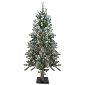 Northlight 4ft Pre-Lit Flocked Alpine Artificial Christmas Tree, Clear Lights - Picture 1 of 7