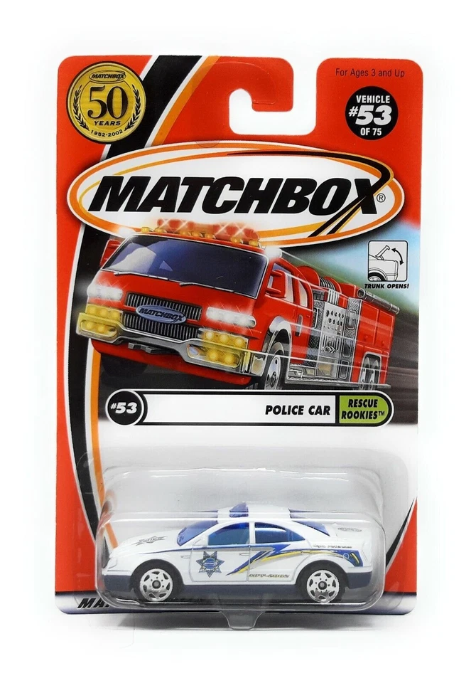 Matchbox 2002 No 53 Police Car w Logo 50 years blister card MBX Superfast - image 1 of 1