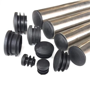 Black Round Plastic End Caps Tube Inserts Blanking Plugs Bungs 20mm - 76mm - Afbeelding 1 van 11