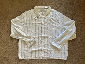 Size XL - Urban Outfitters Boxy Cropped Sparkly White Button Up Shirt 97% Modal - Picture 1 of 7