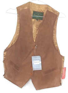 The Original Tanning Company UK 12 Tan Gold Sleeveless Real Leather Waistcoat - Picture 1 of 9