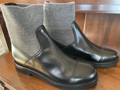 J.Crew Rib-Crew Boots Women's Size 12 Italian Leather Black Ankle Boots Shoes - Image 1 of 4