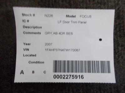 FOCUS     2007 Door Trim Panel, Front 191990 Foto 1 de 4