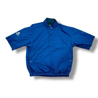 Vintage Y2K DryJoys FootJoy Size L 1/4 Zip Blue Short Sleeve Windbreaker Jacket - Image 1 of 4