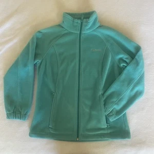 Women's Columbia Turquoise Fleece Jacket Full Zip Mock Neck Zip Pockets Size M - Picture 1 of 16