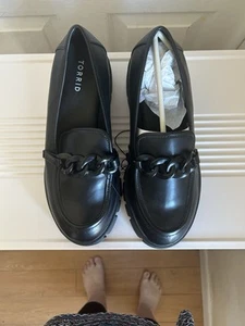 NEU Torrid Lug Sole Penny Loafer Chunky Plateau schwarz Größe 9WW extra weit - Bild 1 von 7