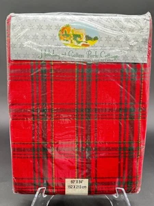 Mantel Holiday Cotton Park Cottage Navidad a cuadros y tartán 60x 84 oblongo - Imagen 1 de 4