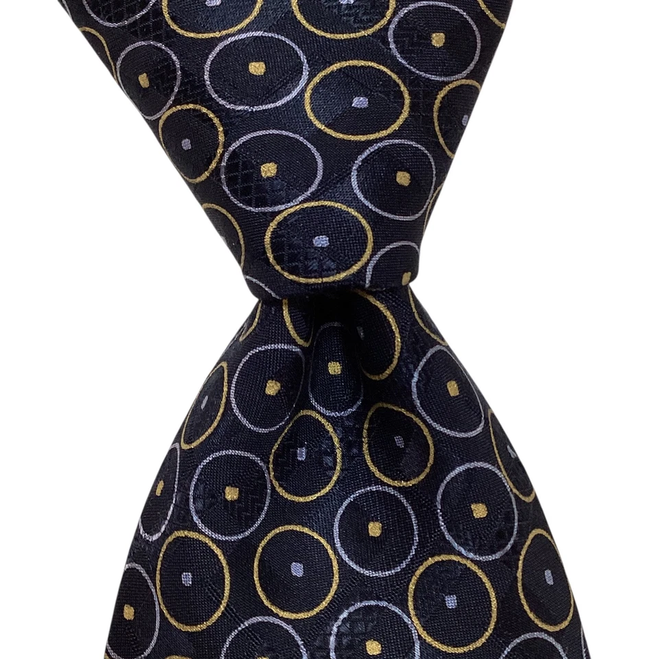 Corbata para hombre BRIONI 100 % seda XL ITALIA diseñador de lujo círculos azul/amarillo usada en excelente estado Foto 1 de 3