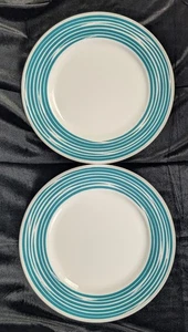 Set 2 Piatti Corelle Colpi di Colore Turchese 10-3/4" Anelli Spazzolati - Foto 1 di 4