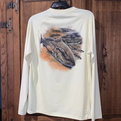 Camisa de pesca huk manga larga pequeña amarilla Dryfit para hombre Foto 1 de 3