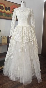 Vintage Tulle Lace Wedding Dress Size Small princess - Picture 1 of 23