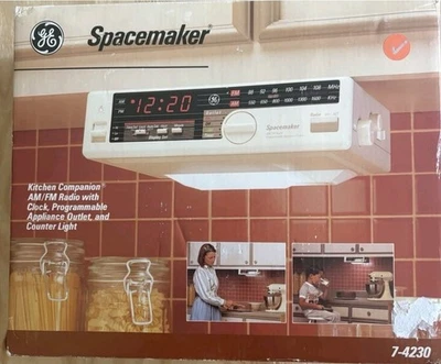 Vtg 80's GE Spacemaker AM FM Clock Radio Under Cabinet Light 7-4230 New Open Box - Image 1 of 4