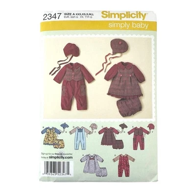 Simplicity Sewing Pattern 2347 Babies' Sizes XXS-L Romper Dress Pants Uncut - Image 1 of 3