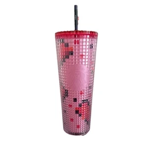 Starbucks Cold Cup Valentine’s Day 2025 8 Bit Hearts 24oz - Picture 1 of 6