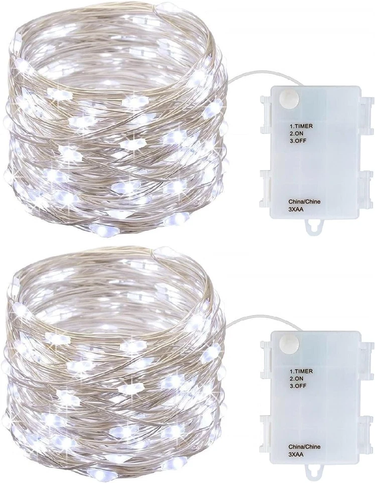 Indoor String Lights 2 Pack Battery Operated Minilights With Timer 6hours on and