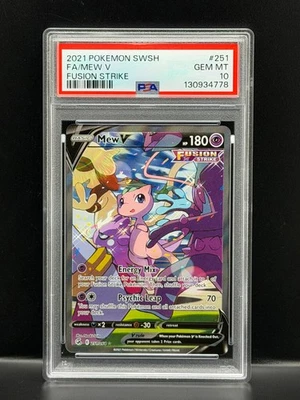 Mew V Full Art 2021 Pokémon Fusion Strike #251 PSA 10 Gem Mint SWSH08 - Image 1 of 2