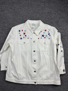 The Quacker Factory Jacket Womens Large White Patriotic Angel Embroidered A32197 - Picture 1 of 7