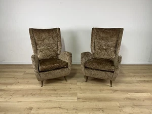 Paar Samt Sessel 408 Gio Ponti Isa 50er Jahre Vintage Design - Bild 1 von 17