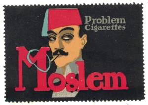 PROBLEMZIGARETTEN ~Moslem / Fez~ Auffallende alte Reklamationsmarke, um 1920 - Bild 1 von 2