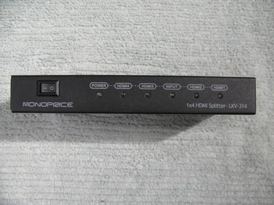 MONOPRICE LKV-314 HDMI 4WAY SPLITTER w/ power supply. - Image 1 of 3