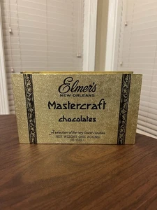 Vintage Elmer's New Orleans Empty Gold Mastercraft Chocolate Candy Box Package - Picture 1 of 13