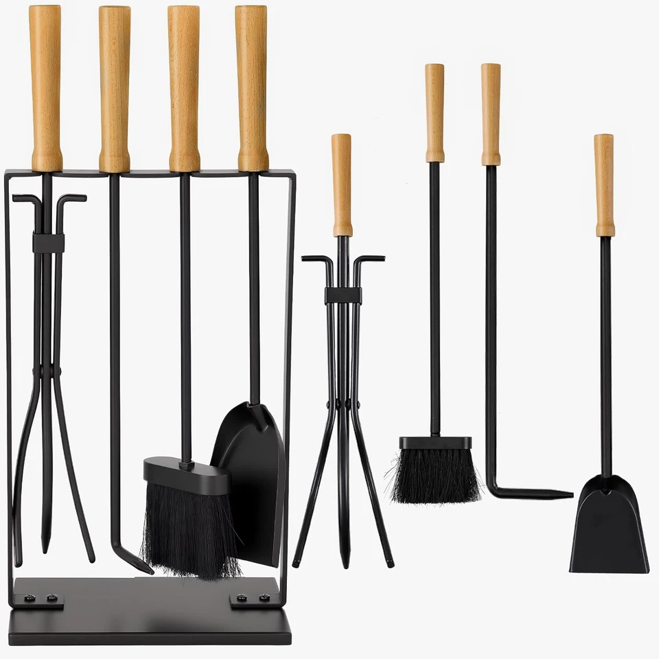 Amagabeli 5 Pezzi 64 Cm Set Di Strumenti per Camino Argento Accessori per Camino - Immagine 1 di 4