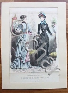 Stampa FIgurino moda abbigliamento epoca donna - Milano - 1884 - Picture 1 of 1