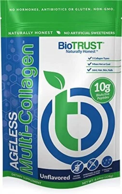 BioTrust Ageless Multi-Collagen Protein Polvo Sin Sabor Nuevo en Caja Mejor Para 2021 Foto 1 de 4