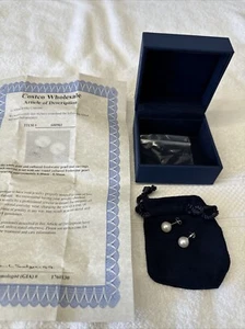 14k White Gold Freshwater Cultured Pearl Stud Earring 8.0mm Costco - Picture 1 of 9