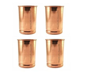 Handmade Copper Drinking Water Tumbler Glass Ayurveda Health Benefits Set of 4 - Picture 1 of 6