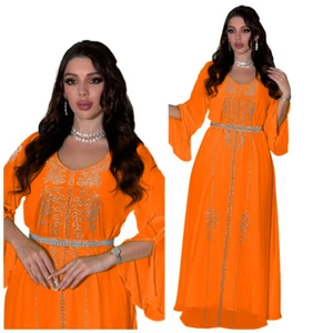 Muslim Women Chiffon Long Dress Evening Kaftan Abaya Dubai Robe New Gown - Picture 1 of 6
