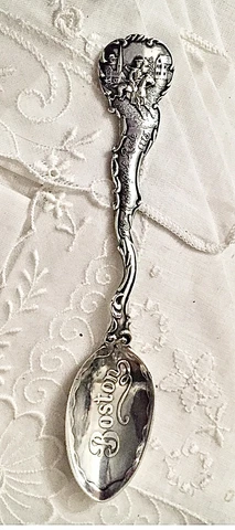 Sterling Silver Souvenir Spoon Boston Massachusetts Ride Paul Revere Antique Vtg Cover