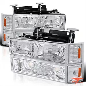 Chrome Amber Headlights Signal Bump Lamps For 94-99 Chevy C/K 1500 2500 3500 - Picture 1 of 10