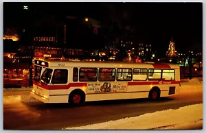 OC Transpo Bus 9132 Near Rideau Canal 1992 Night Winter View Postcard - Bild 1 von 2