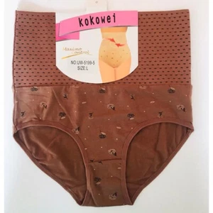 Women Flower High Waist Tummy Control Shape Intimate Underwear Panties Brown L - Picture 1 of 7