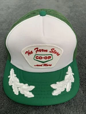 VTG CO-OP The Farm Store Green Snapback Trucker Hat Cap Logo Patch Oak Leaves - Изображение 1 из 4