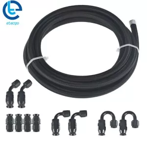 6AN Swivel Hose End Fitting 10FT 12FT 20FT 30FT Black Nylon E85 PTFE Fuel Line - Imagen 1 de 14
