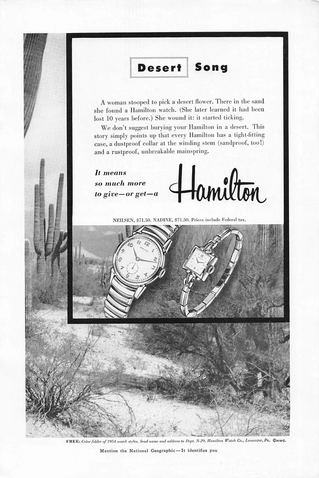 Anuncio impreso de relojes Hamilton anuncio vintage modelos Neilsen Nadine 1954 Foto 1 de 1