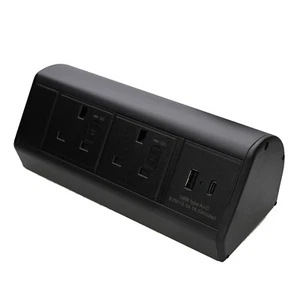 Pod di alimentazione PDU 2 x prese UK montabile da tavolo da banco e porte USB-A/C nero - Foto 1 di 9