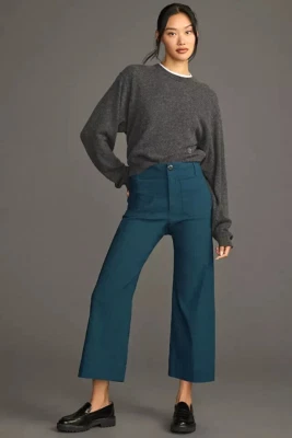 Anthropologie Colette Wide Leg Pants Trousers Dark Turquoise Cotton Size 27P NEW - Image 1 of 4