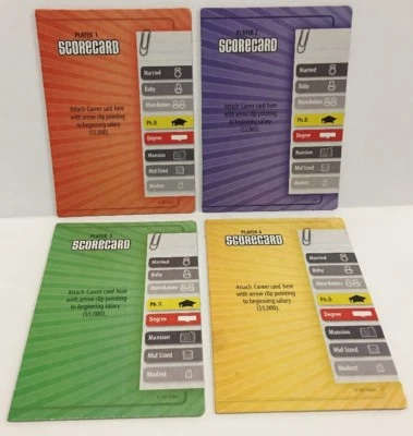 The Game Of Life Twists & Turns Replacement Parts Pieces 4 SCORECARDS Score Card - Image 1 of 4