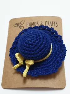 Children's Cute Handmade Crochet Little Dame Blue Hat Hair Clip/Barrette Gift - Picture 1 of 8