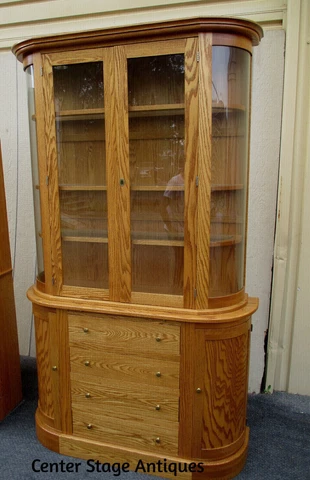 63295    QUALITY Solid Oak TOM SEELEY  2 Pc. Curio Cabinet China Cover