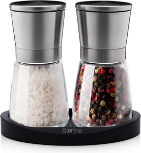 Sterline Premium Salt and Pepper Grinder Shaker Set - Black Pepper and Rock Salt - Picture 1 of 6