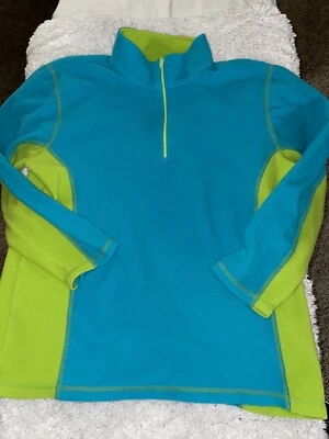 LL Bean Kids talla Vellón clásico 14/16 1/4 cremallera verde y amarillo. Exc. estado Foto 1 de 4