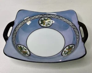 Vintage 1918 Noritake Lusterware Handled Nut Candy Bowl Dish Art Deco Floral - Picture 1 of 9