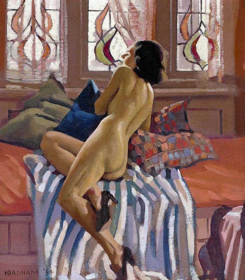 HERBERT EDWARD BADHAM NUDE MODEL REALISM ART GICLEE PRINT ART CANVAS - Image 1 of 1