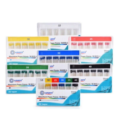 Dental Absorbent Paper Points Color Coded Taper 0.02 Eododontic Root Canal 15-40 - Image 1 of 3