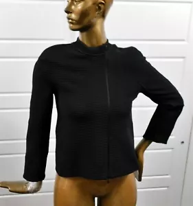 Giacca Armani Collezioni Italia nera a costine elasticizzata con zip tg 2 - Foto 1 di 6
